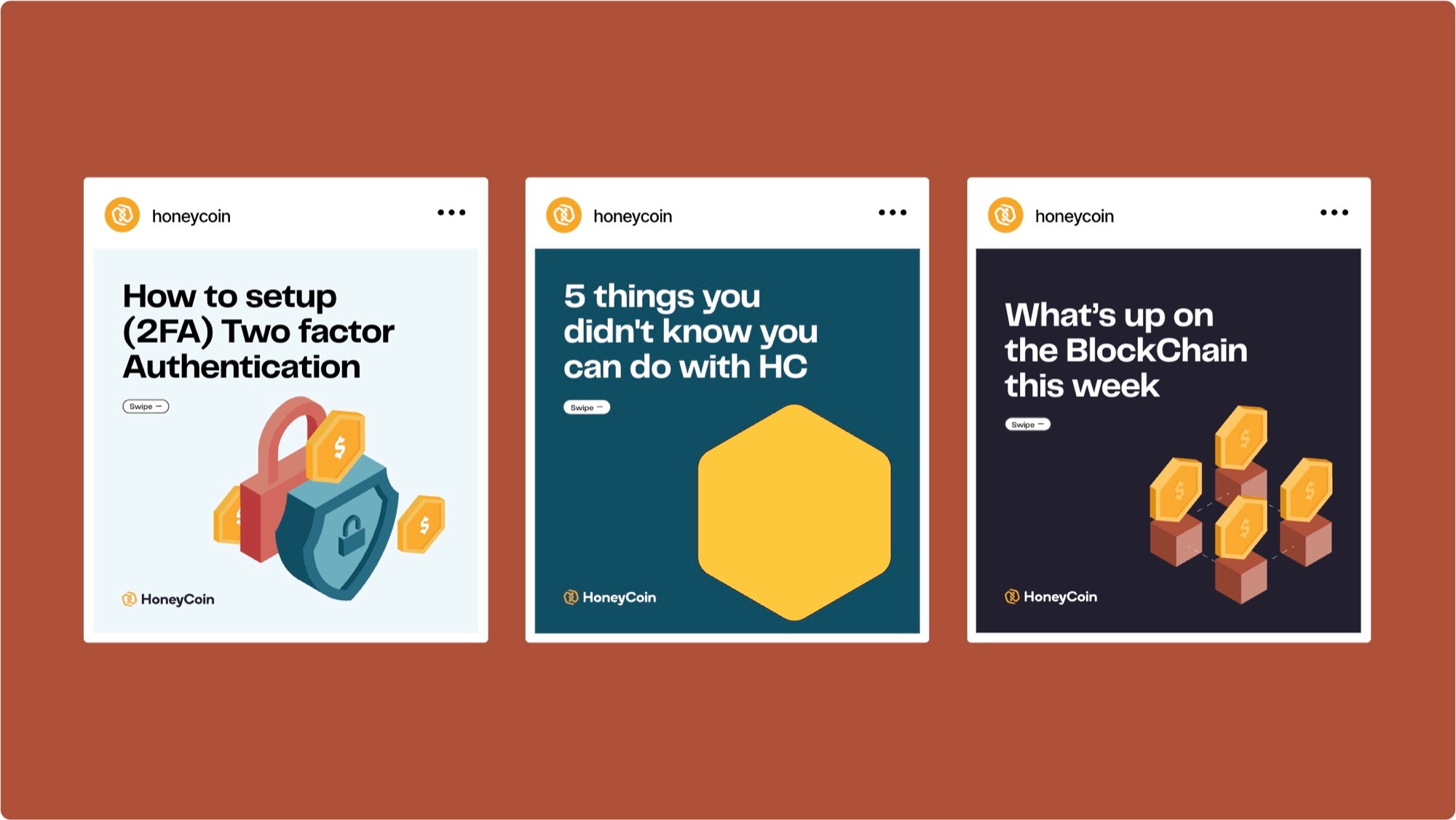 Honeycoin social and deck creative