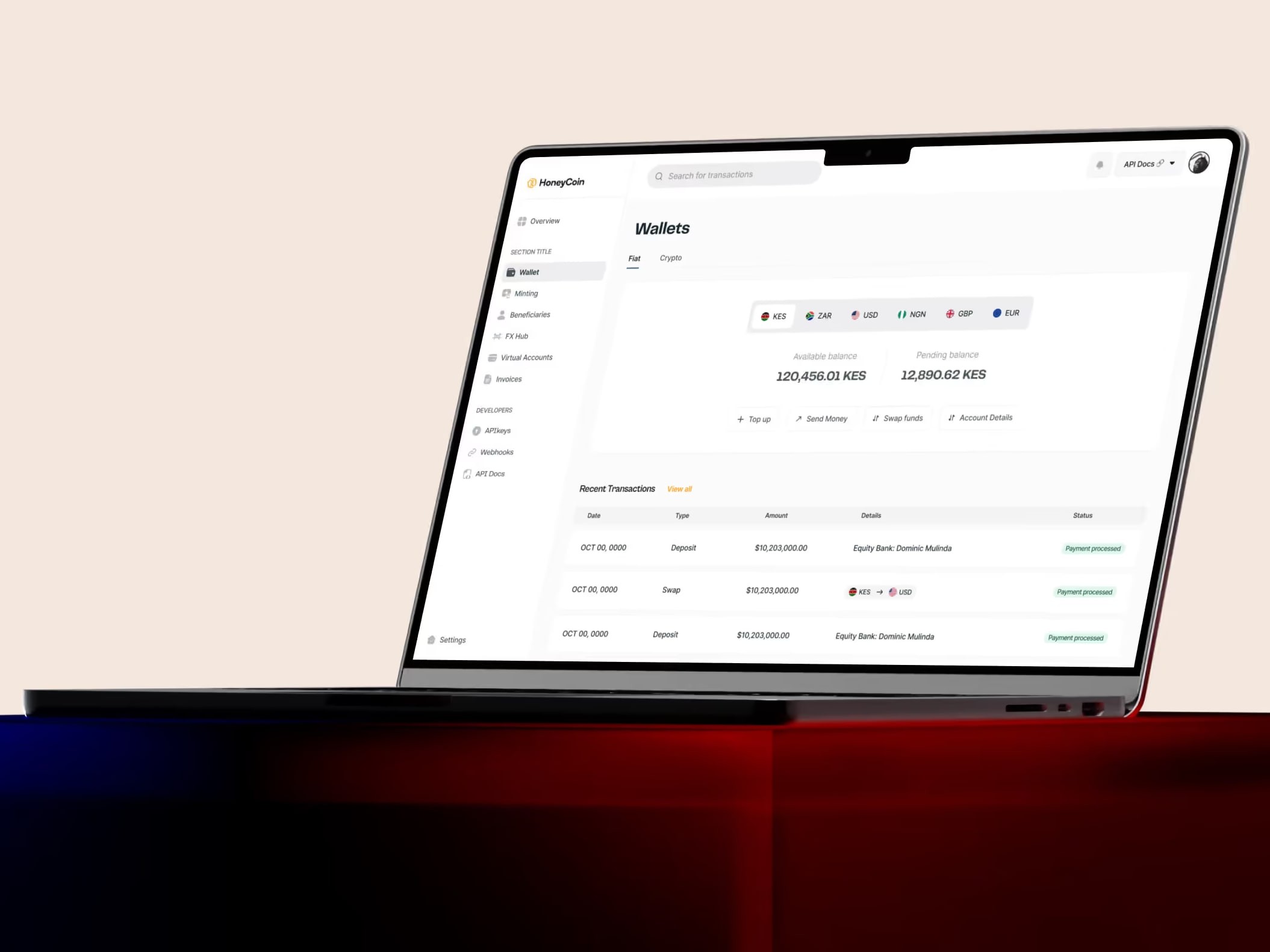 Honeycoin web app