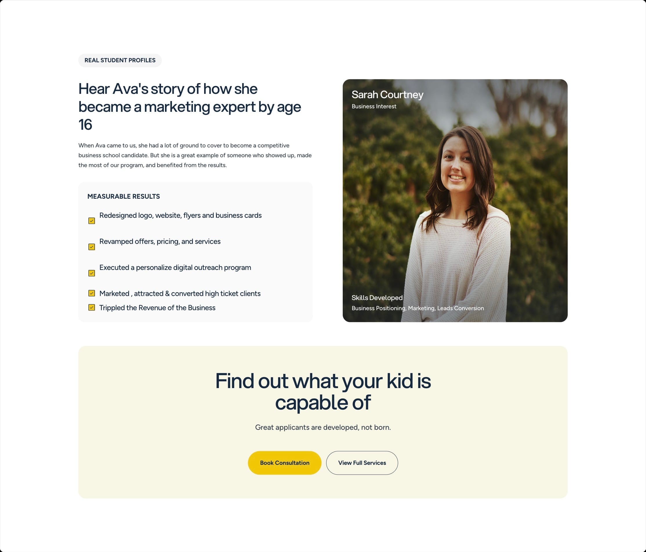 “Hear Ava’s story of how she became a marketing expert by age 16”
