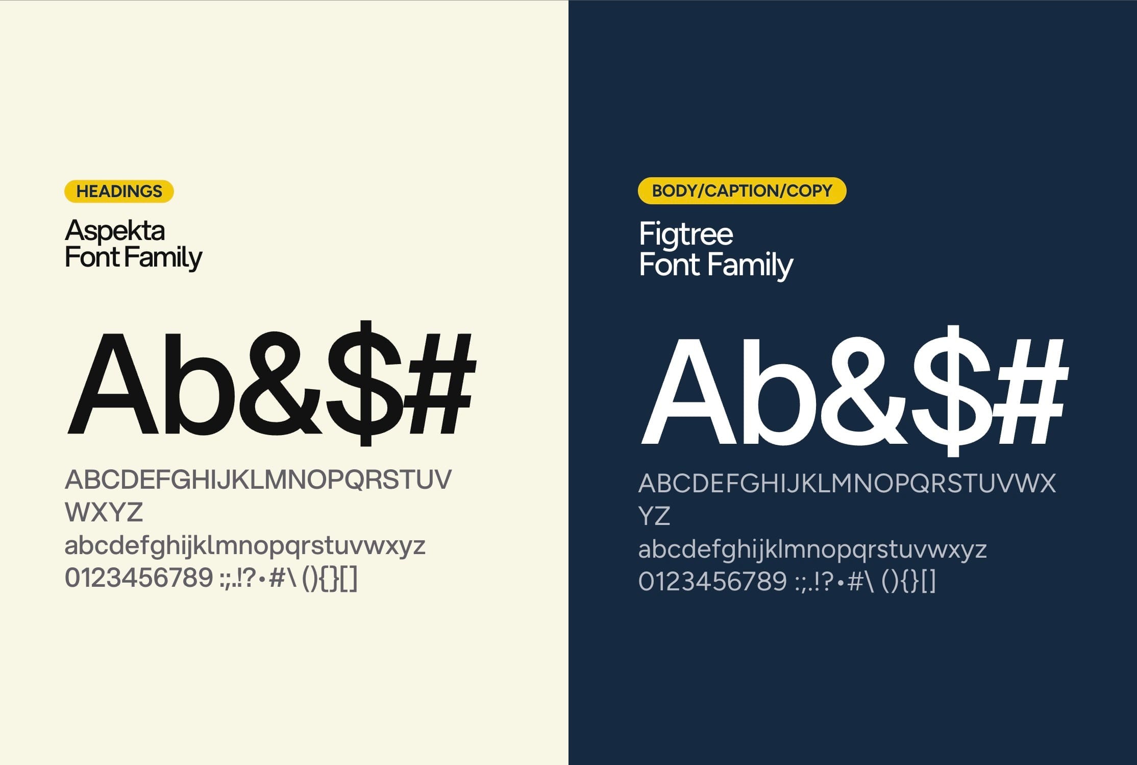 Typefaces: Aspekta for headings and Figtree for body copy