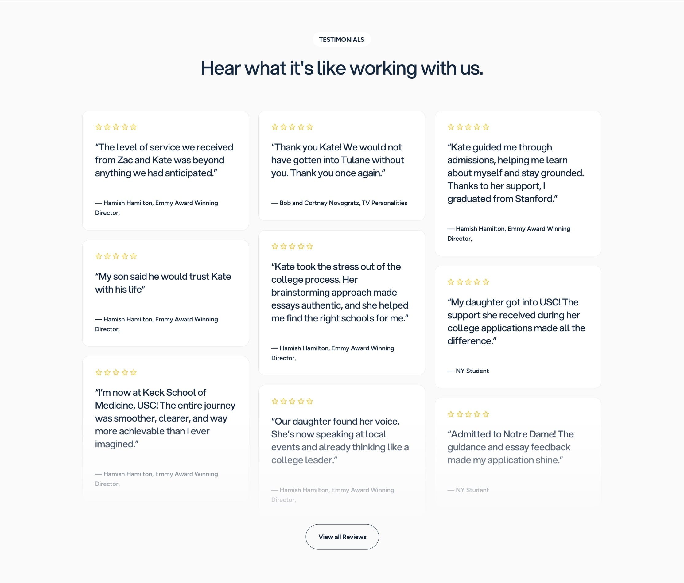 Parent testimonials: “Hear what it’s like working with us”
