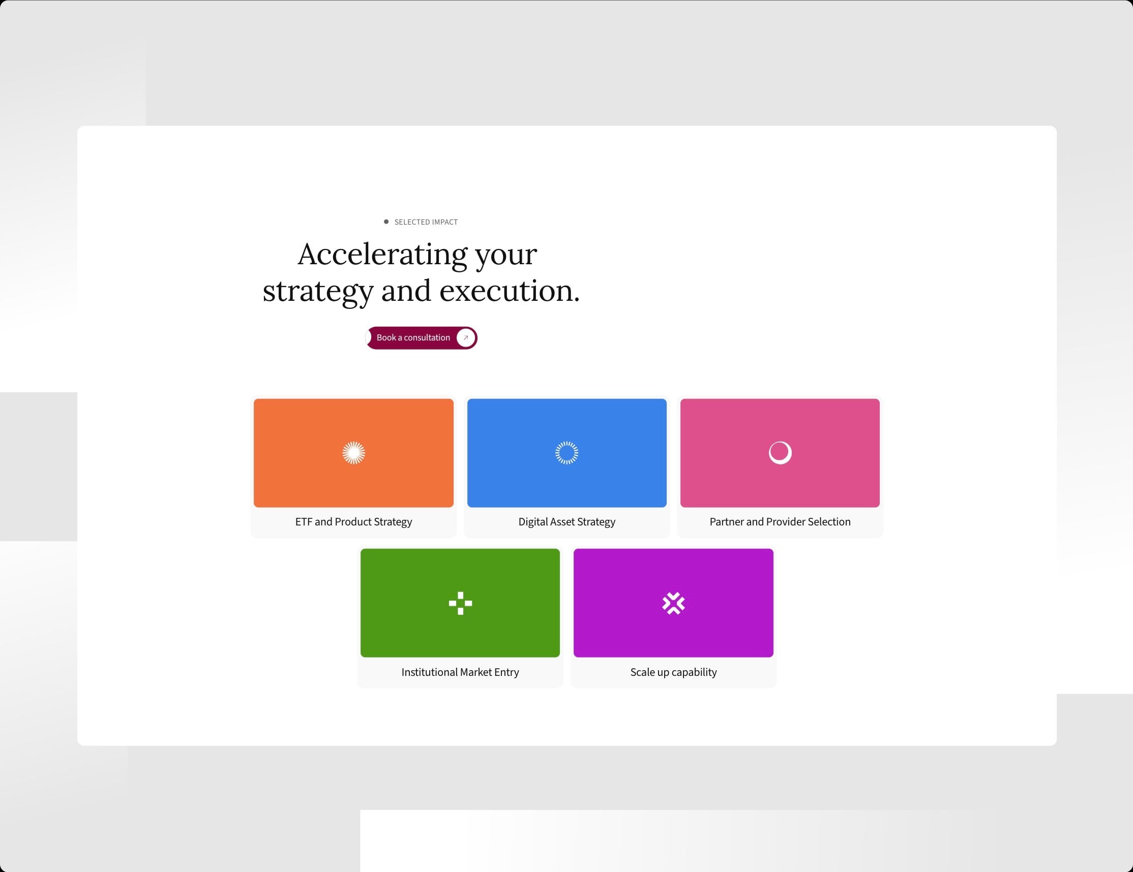 “Accelerating your strategy and execution” services grid