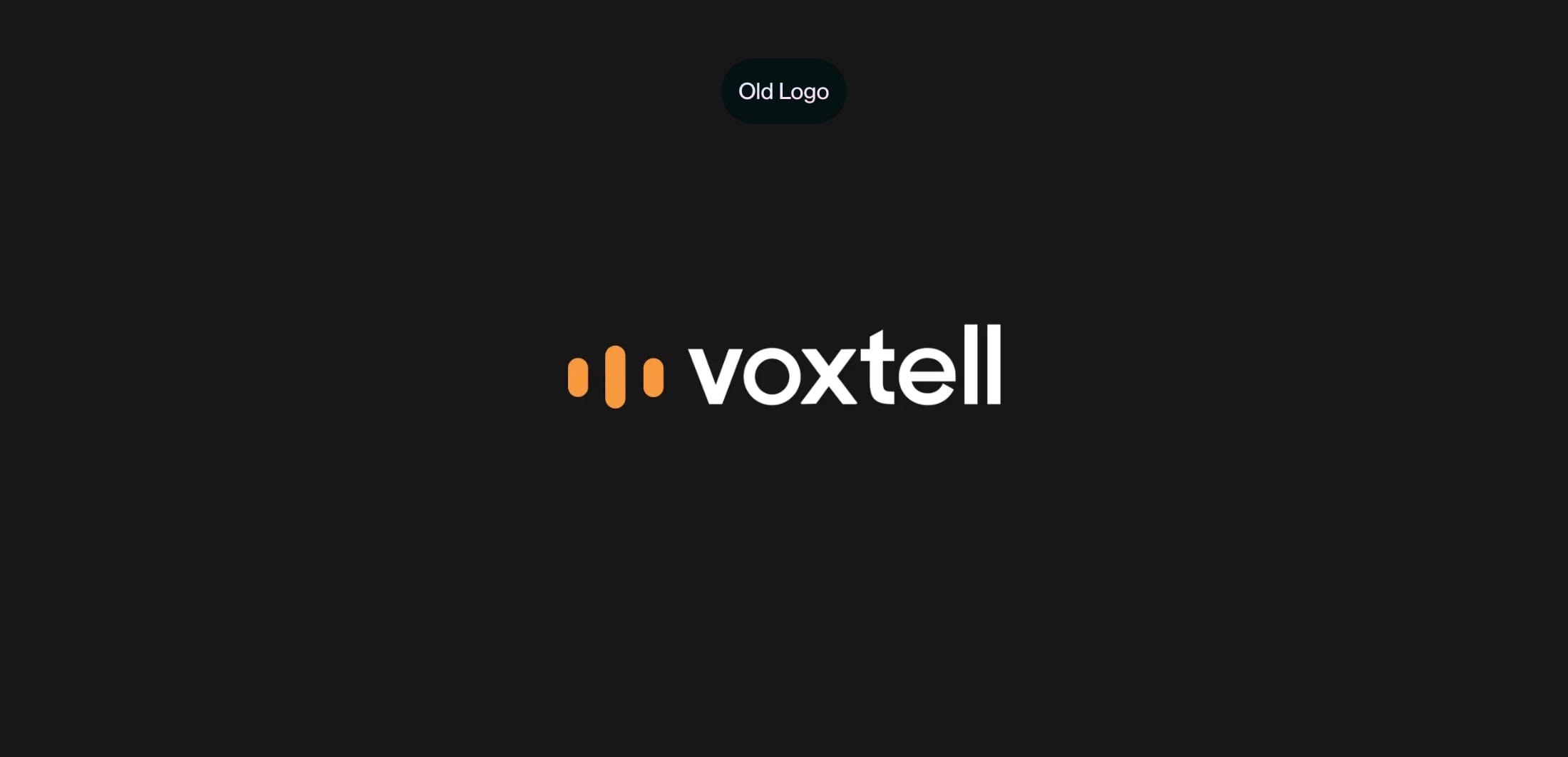 Voxtell’s old logo on a dark background