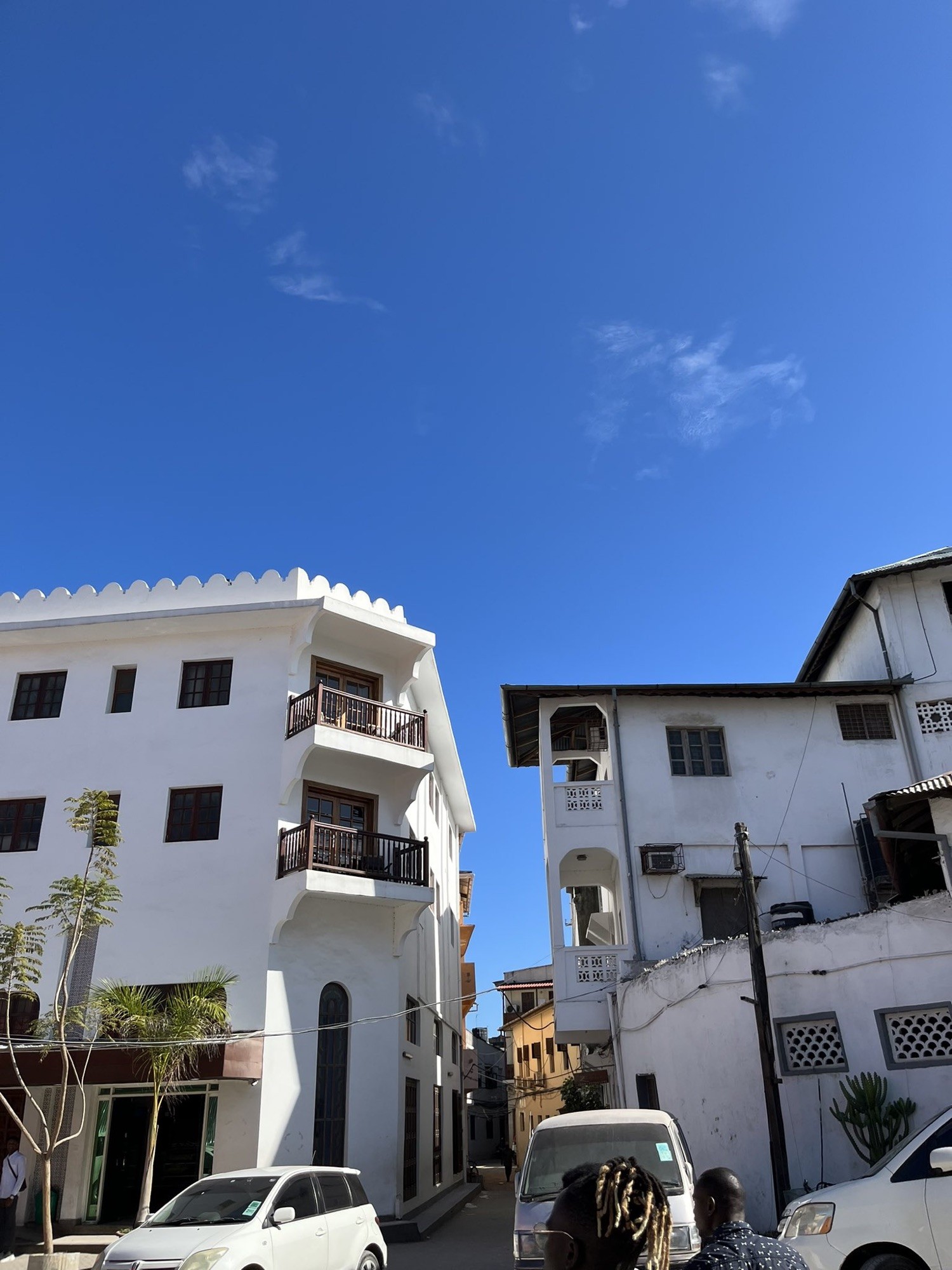 White buildings under a blue sky