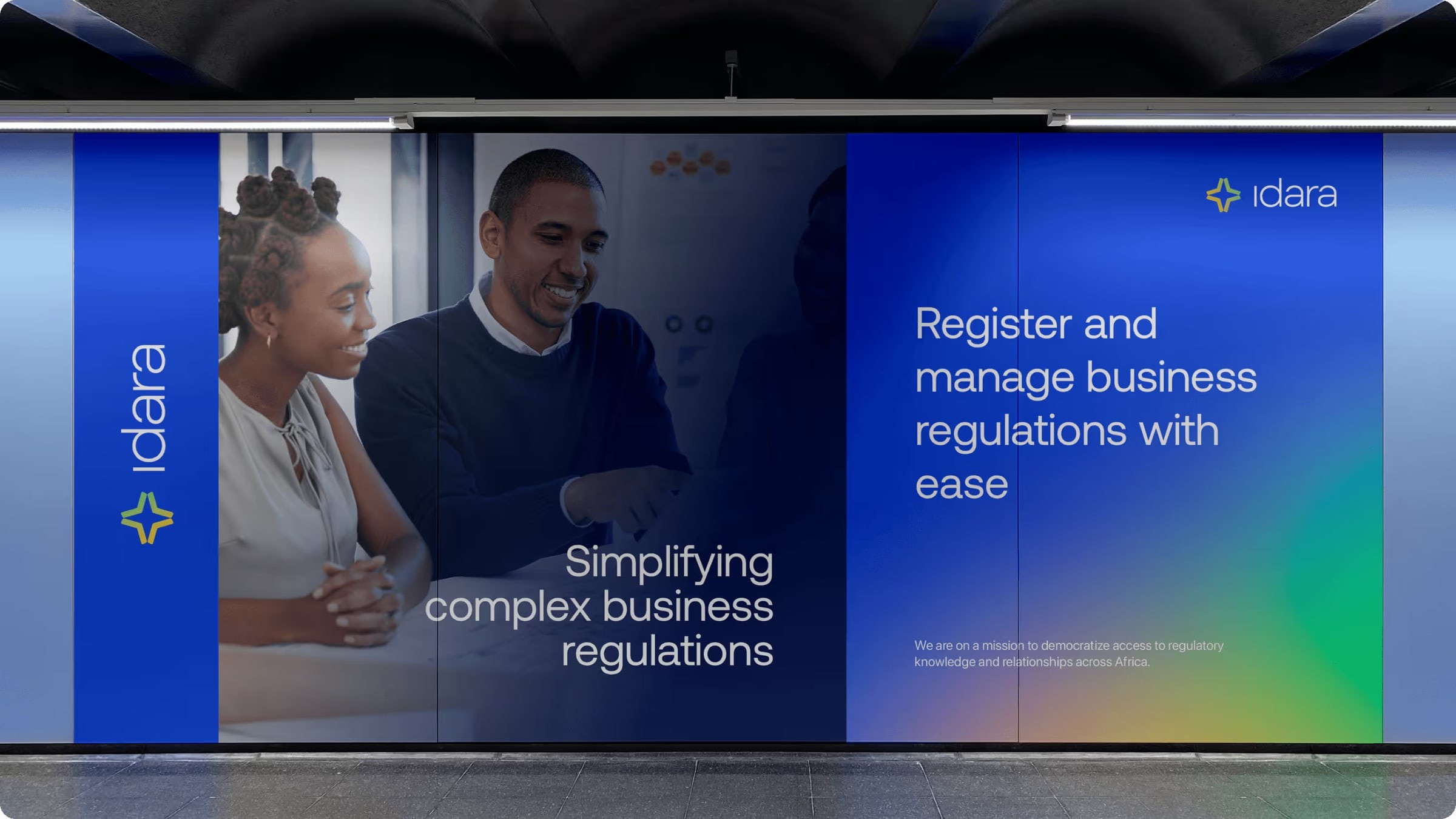 Idara banner: “Register and manage business regulations with ease”