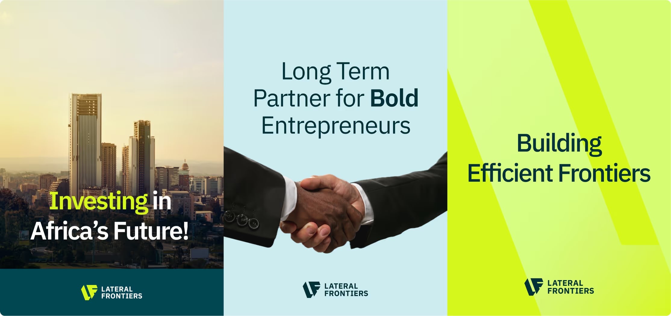 Three ads: investing in Africa’s future, long-term partner, building efficient frontiers