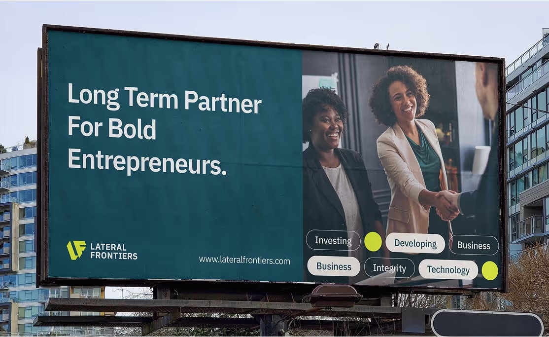 “Long term partner for bold entrepreneurs” billboard