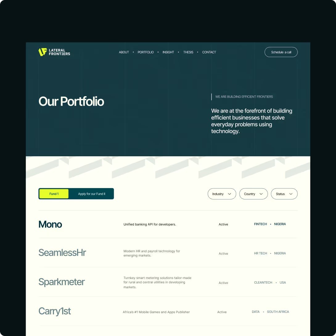 Portfolio list