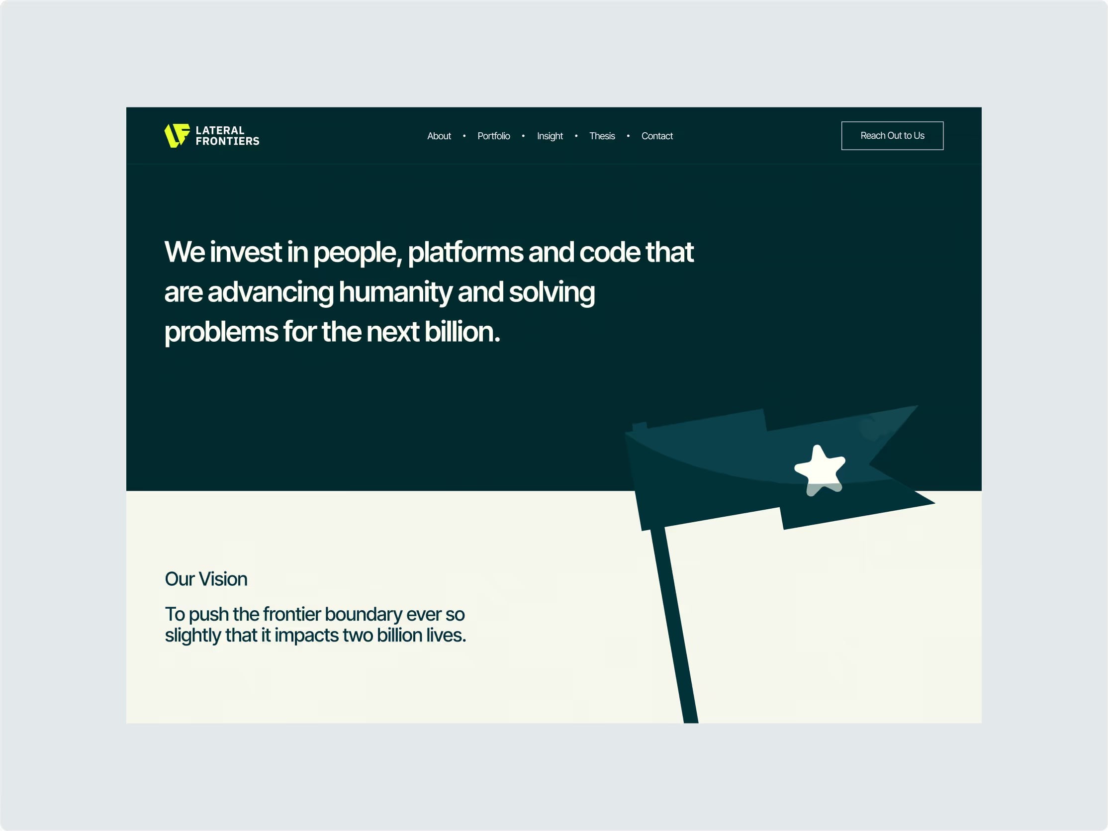 “We invest in people, platforms and code” vision section