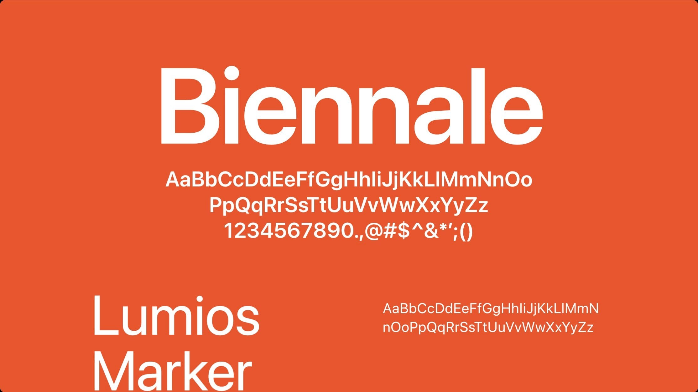 Typefaces: Biennale and Lumios Marker