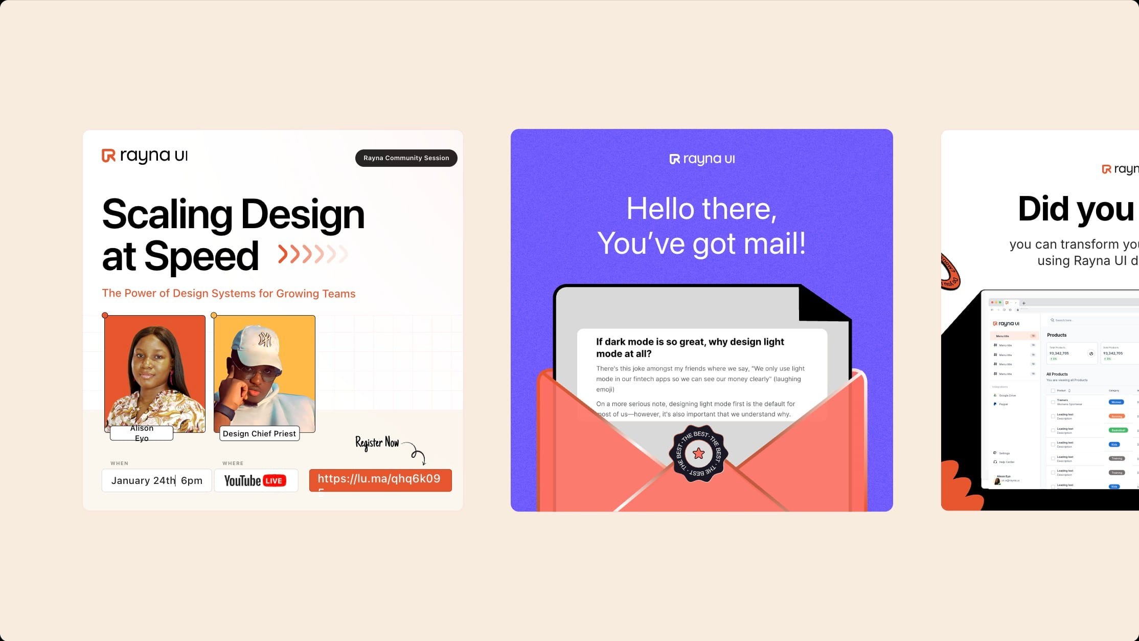 Social templates: Scaling Design at Speed, newsletter and tips