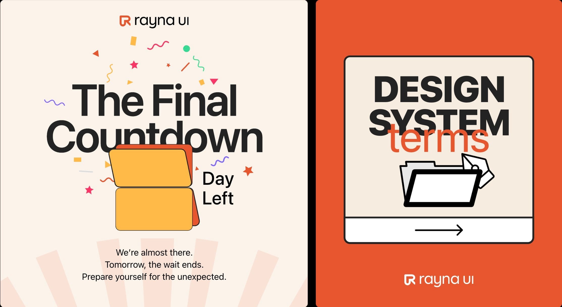 “The Final Countdown” and “Design system terms” social posts
