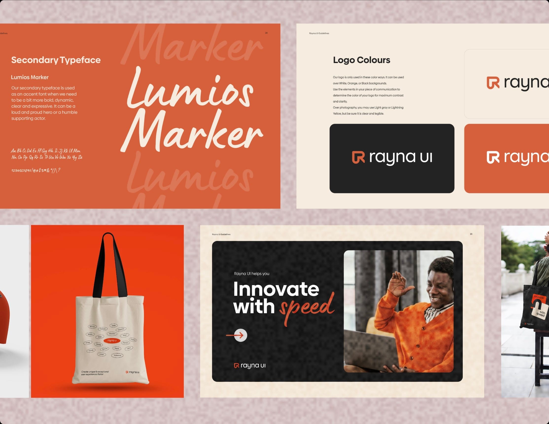 Secondary typeface and logo colours in the brand guidelines