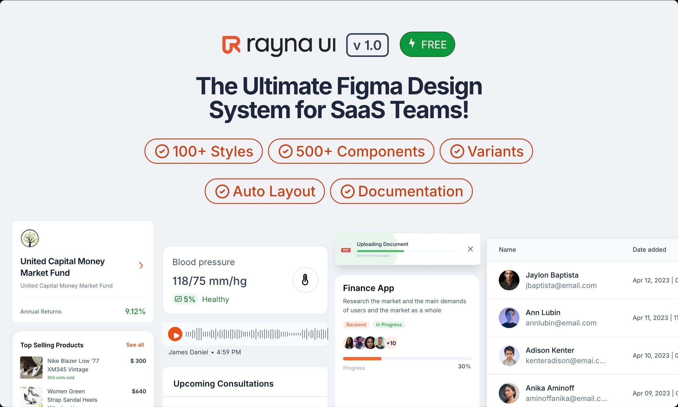 The Rayna UI website: the ultimate Figma design system for SaaS teams